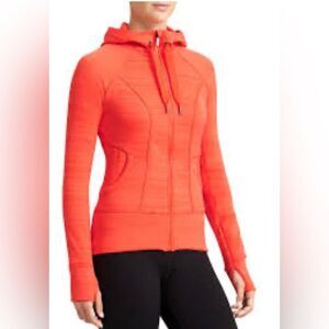 Athleta - Women's Full Zip STRIPED STRENGTH HOODIE 2 -Grenadine Orange - Size XS